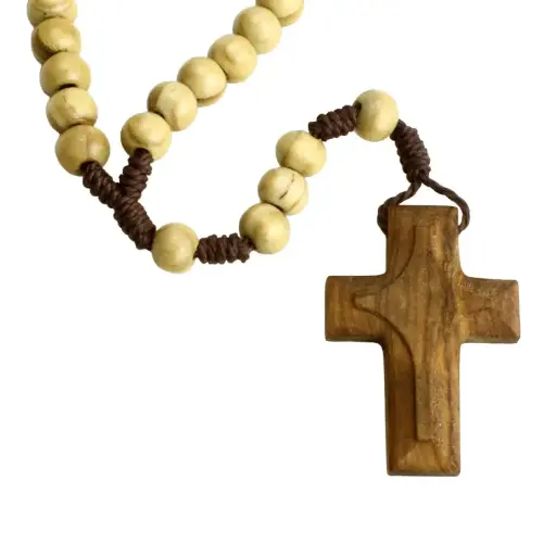 [RZK-40OL10] Rozenkrans - olijfhouten parels op koord › 8mm