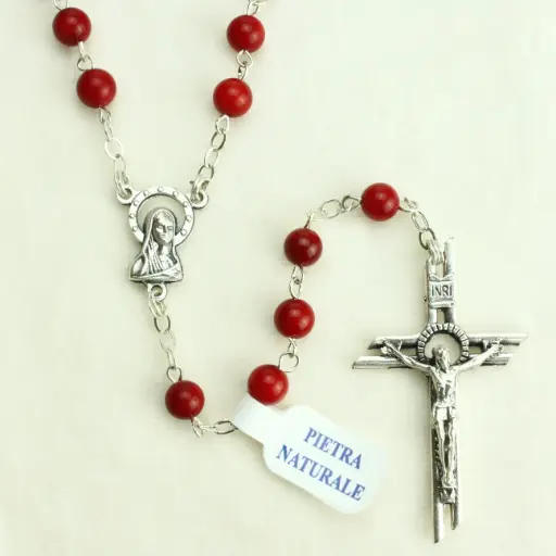 [RZK-40PN39CO] Chapelet en corail rouge (⌀6mm)