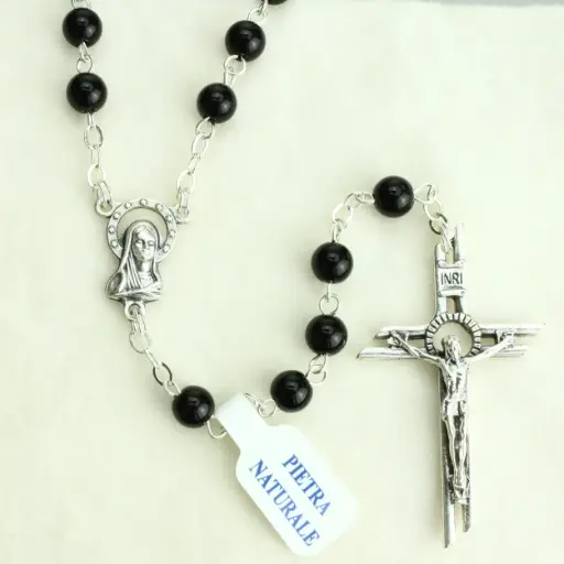 [RZK-40PN39ON] Chapelet en pierre précieuse - onyx noir (⌀6mm)