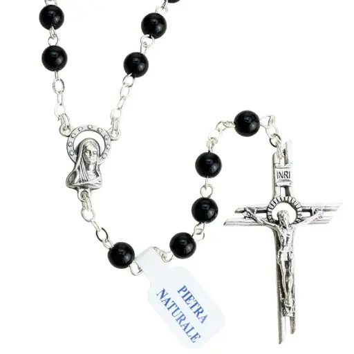 [RZK-40PN39ON] Chapelet en pierre précieuse - onyx noir (⌀6mm)