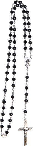 [RZK-40PN39ON] Rozenkrans met halfedelsteen - zwarte onyx (⌀6mm)