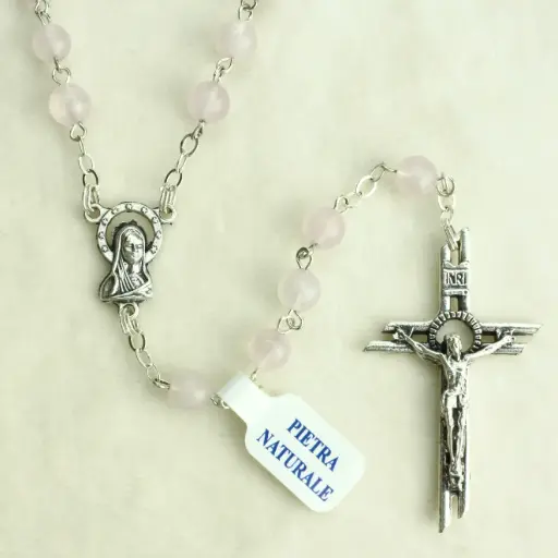 [RZK-40PN39RQ] Rozenkrans met halfedelsteen - roze kwarts (⌀6mm)