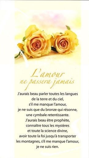 [SGN-21SP027] Gebedskaart L'Amour ne passera jamais - SP027