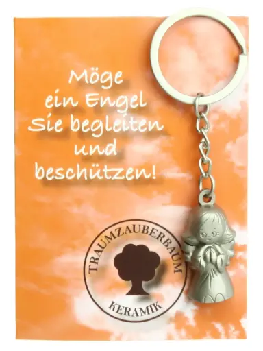 [SLH-01ENG01DE] Sleutelhanger Engel TZB - RVS - DE. tekst (30x17mm)