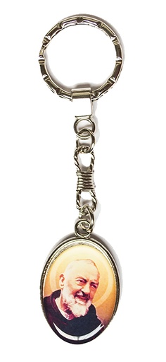 [SLH-09PIO609CHR] Sleutelhanger P Pio/St Kristoffel - ovaal