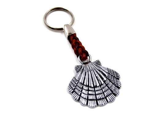 [SLH-17COQ187] Porte-clef coquille St Jacques - métal/cuir (80x43mm)