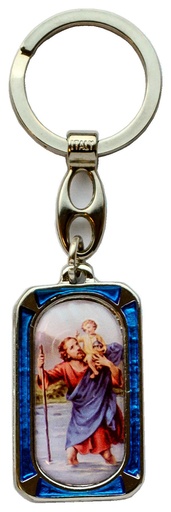 [SLH-35WON61KRI] Porte-clef Vierge Miraculeuse/St Christophe - métal (75x25mm)