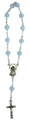[TNT-05IM2BL] Small rosary - imm. pearl - blue (8x5mm)
