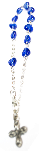 [TNT-091605BL] Dizainier avec fermoire - coeurs im. nacre - bleu (6x6mm)