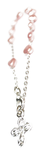 [TNT-091605RS] Dizainier avec fermoire - coeurs im. nacre - rose (6x6mm)