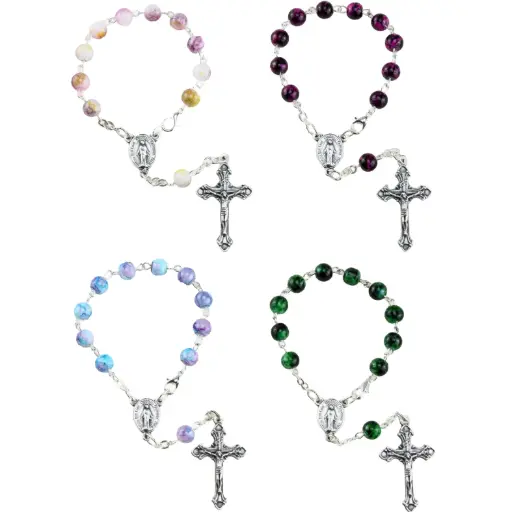 [TNT-35GL825] Mini-rosenkranz - Glasperle/Kette - sortierte Farbe (⌀ 6mm)
