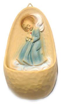 [WWB-41ENG00BL] Wijwaterbakje Engel - poly/blauw