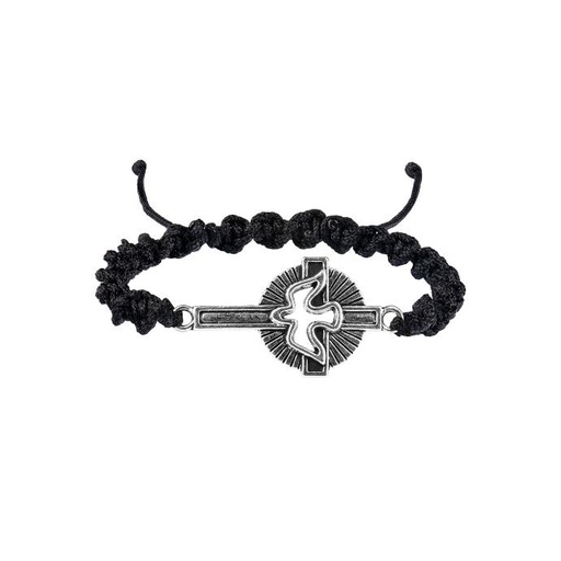 [ARM-72M001ZW] Bracelet sur corde - St Esprit - noir