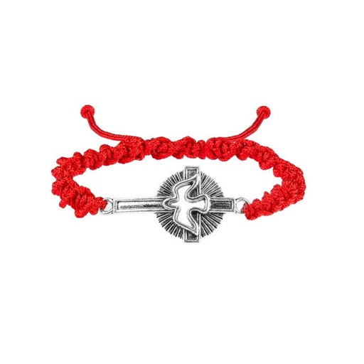 [ARM-72M001RD] Bracelet sur corde - St Esprit - rouge