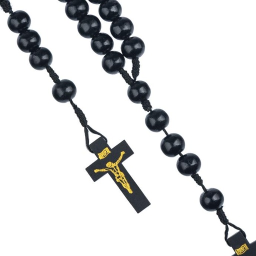 [RZK-72M001ZW] Rosenkrans Holz - Schwarz Rosary (⌀ 10mm)