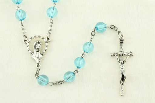 [RZK-72M004BL] Rosenkranz - Glass/Kette - Blau (⌀6mm)