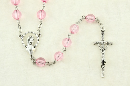 [RZK-72M004RS] Rosenkranz - Glass/Kette - Rosa (⌀6mm)