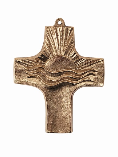 [MRL-802054] Croix murale bronze/MRL - 'Couché de soleil' (70x90mm)