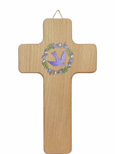 [GIR-82GBCR 3] CROIX BOIS COLOMBE BLEUE 15*8,5 CM