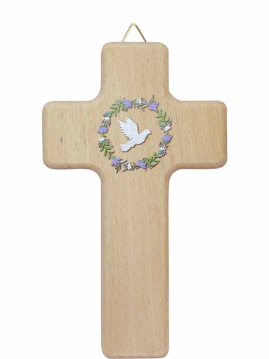 [GIR-82GBCR 4] CROIX BOIS COLOMBE BLANCHE 15*8,5 CM