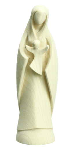 [BLD-07M0120N] Statue Our Lady with child/modern - carving - nature (20cm) 