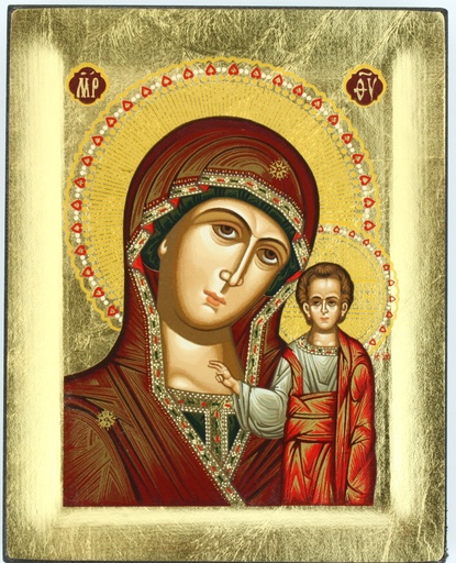 [IKO-75M01KAZ] Icône sériegraphie/bord - Vierge Kazan (100x125mm)