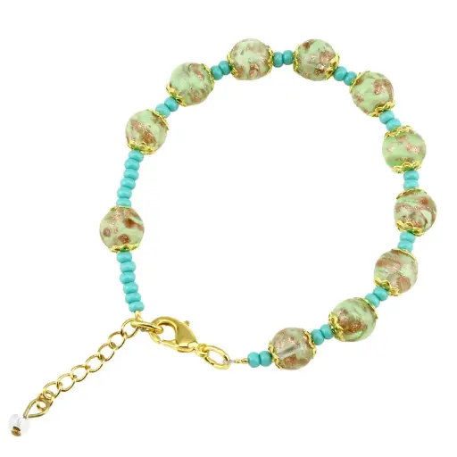 [ARM-05M01GR] Bracelet/dizainier en verre Vénitienne - vert (Ø8mm)