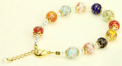 [ARM-05M01MP] Bracelet/dizainier en verre Vénitienne - multi-couleur (Ø8mm)