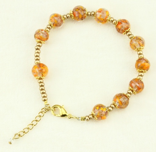 [ARM-05M01OR] Bracelet/dizainier en verre Vénitienne - orange (Ø8mm)