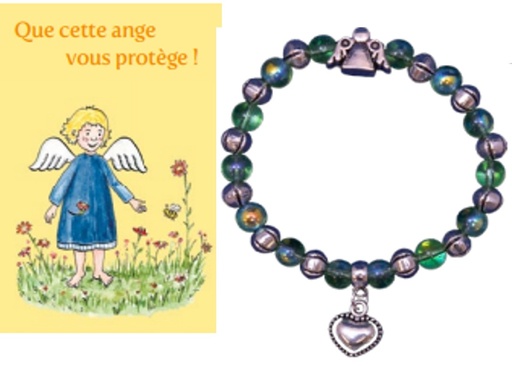 [ARM-08ENG03] Bracelet/élastique - Ange gardien - Français/orange