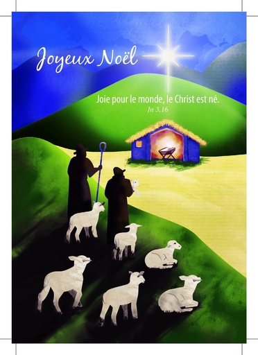 [CRT-21NS060] Kerstkaart 10,5x15cm - Joie pour le monde, le Christ est né - Jn 3,16