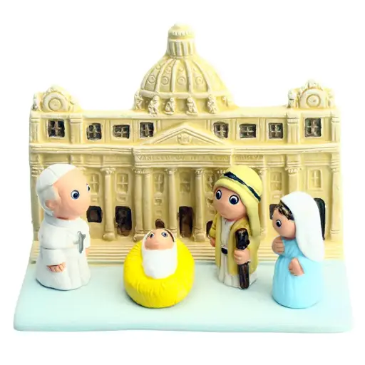 [KGR-85VAT2] Kerstgroep "Vaticaan+Paus" - 7x9cm