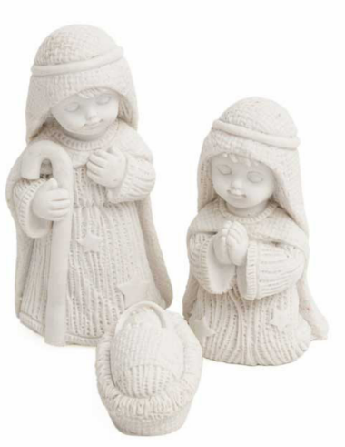 [KGR-92M003] Beeld H.Familie - polystone/wit - 4,5x3,5x8,5 cm