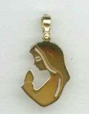 [MDP-53M001] Betende Madonna Anhänger - Silber 925‰ vergoldet 3μm (15x20mm)
