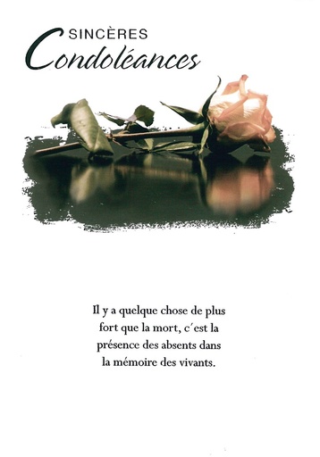 [CRT-50CON1847] Dubbelkaart/omslag in cello - 12x17cm - Sincères Condoléances, il y a...