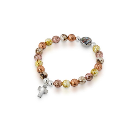 [ARM-35M003] Armband/elastisch - 10mm/kruisje - Wonderbare