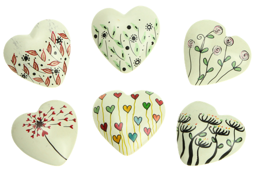 [MRL-831306] Lot de 12 Coeurs 'Fleuris' - Maria-Laach - assorti (Ø40mm)