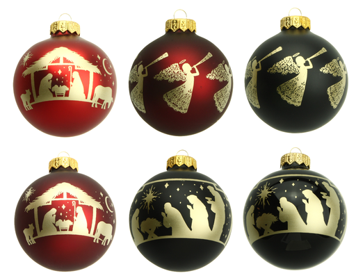 [KST-03BAL01S] Set van 6 kerstballen/kerstthema (80mm) - assorti