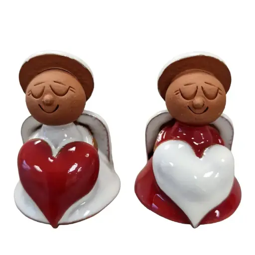 [ENG-03M02] Angel with heart - ceramic/ennamel - 4x4x8cm (set of 2 assorted)