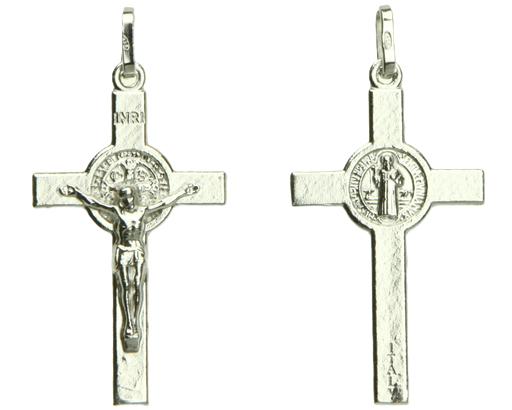[HKZ-10BEN092] Croix St Benoit - Argent 925‰ (21x37mm)