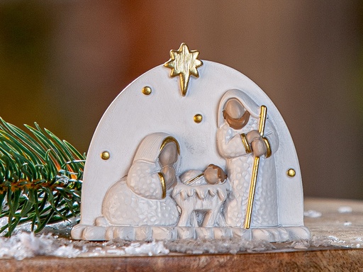 [KGR-30M003] Krippe "Hl. Familie" - Kunstharz (7x7cm)