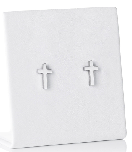 [BDO-72M006] Oorbellen 'RVS'  - Kruisje klassiek