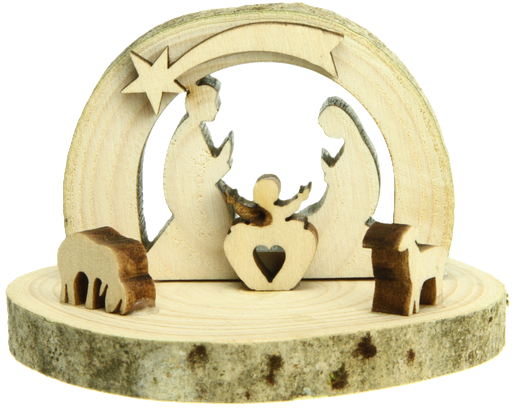 [KGR-07M04] Kerstgroepje (Laser)/natuur - op schijfje (4x5cm)