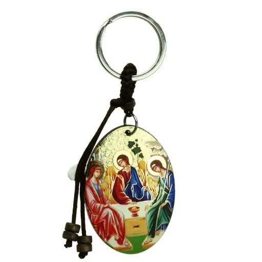 [SLH-09M03TRI] Schlüsselanhänger - Ikoon/vergoldet - Hl.Dreifaltigkeit/Roublev (35x110mm)