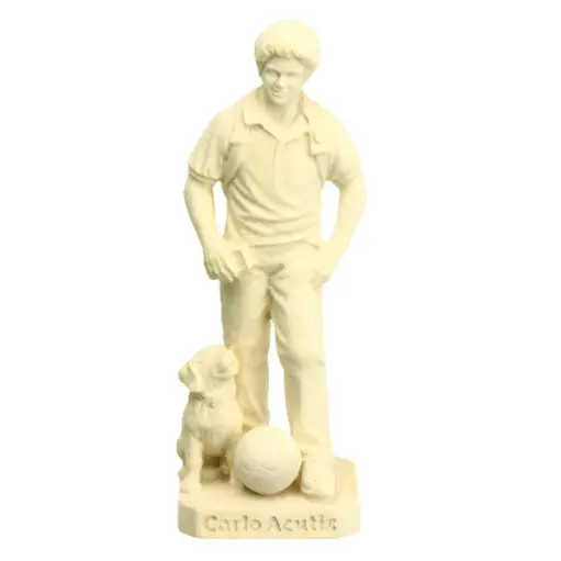 [BLD-57ACU11N] Statue Carlo Acutis - Holzgeschnit/natur - 11cm