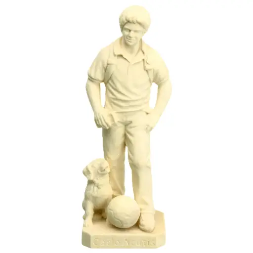 [BLD-57ACU16N] Statue Carlo Acutis - Holzgeschnit/natur - 16cm