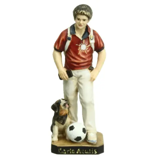 [BLD-57ACU11L] Statue Carlo Acutis - bois sculpt/couleur - 11cm
