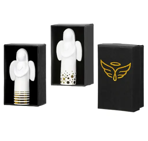 [ENG-30M004] Engel (in doosje) - kunsthars/hartmotief/wit - assorti (80x50mm)