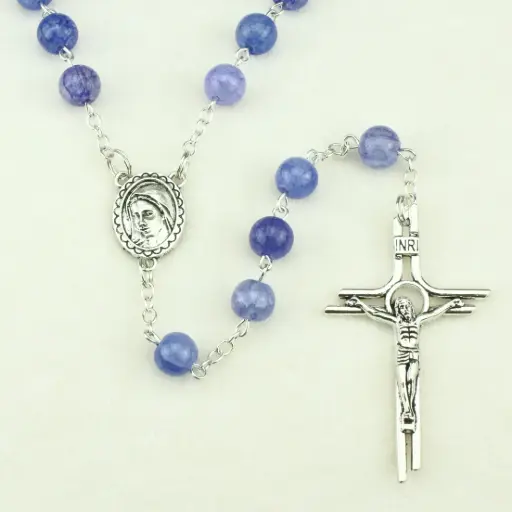 [RZK-35M007BL] Rozenkrans - glasparel - blauw (⌀8mm)