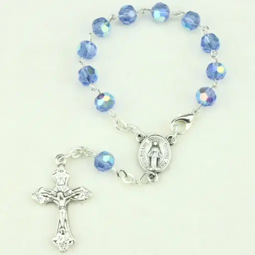 [TNT-35M007BL] Small rosary -  semi-cristal - blue - 6mm